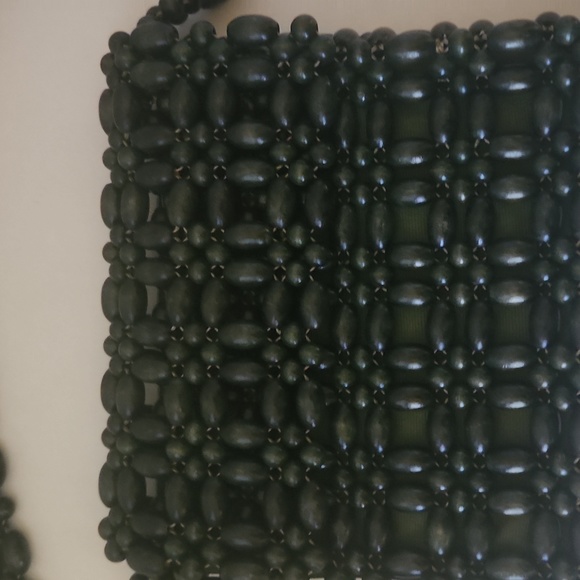 Walborg Vintage Green wood beaded Purse - Picture 3 of 15